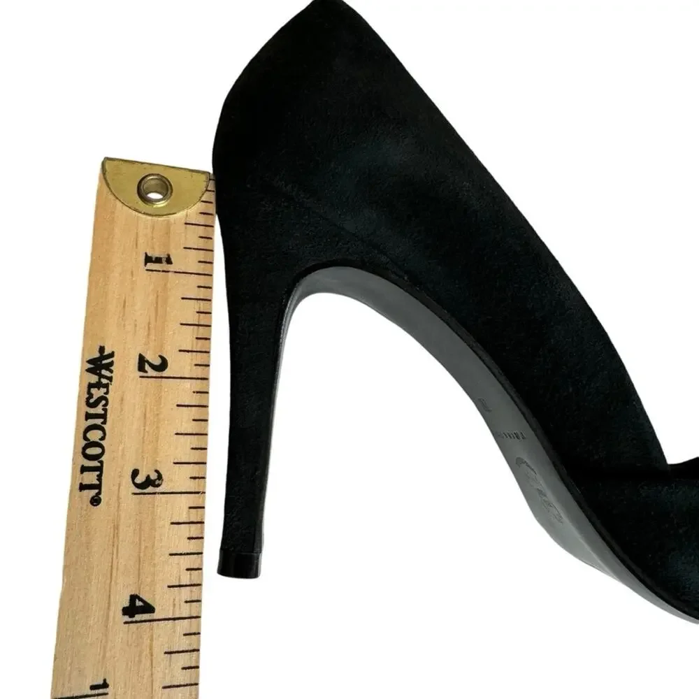 Trina Turk Hollywood Leather Suede Dress Pumps Black Shoes‎ Women's Size 7M